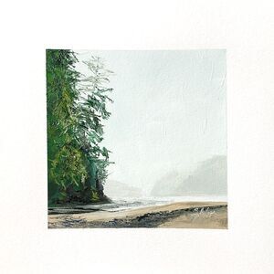 8x8 PNW Original Oil Painting Washington Coast Pacific Northwest Moody Signed